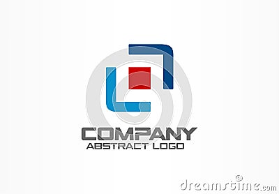 Abstract business company logo. Corporate identity design element. Camera focus, frame center, distribution logotype Vector Illustration