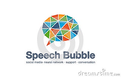Abstract business company logo. Social media market, network, speech bubble, message logotype idea. Dialog quote balloon Vector Illustration