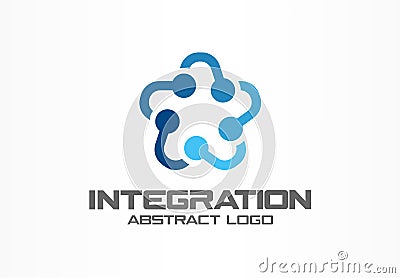 Abstract business company logo. Social media, internet, people connect logotype idea. Star group, network integrate Vector Illustration