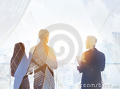 Abstract business concept three silhouettes businessmen Stock Photo
