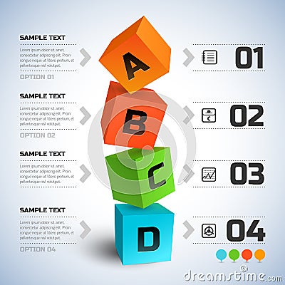 Abstract Business Cubes Infographics Vector Illustration