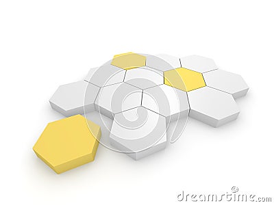 Abstract business illustration with 3d hexagonal b Cartoon Illustration