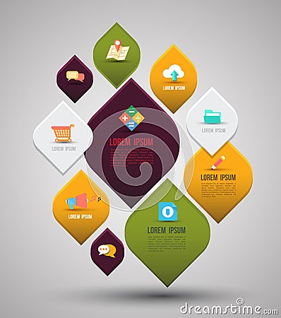 Abstract business info graphics with flat icons template. Vector Illustration