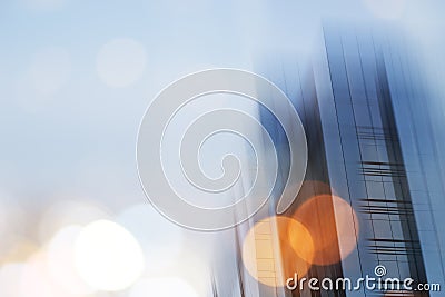 Abstract business modern city urban futuristic architecture background. Real estate concept, motion blur, reflection in Stock Photo