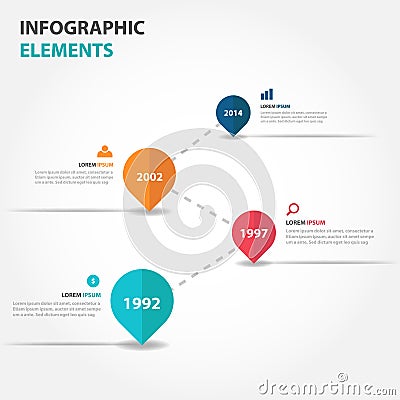 Abstract business timeline raodmap Infographics elements, presentation template flat design vector illustration for web design Vector Illustration