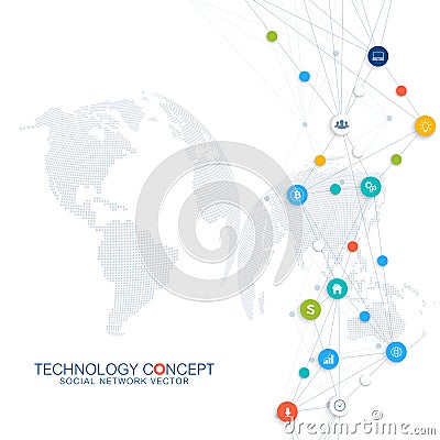 Abstract business vector infographic. Cloud computing and global network connections concept design. Scientific business Vector Illustration