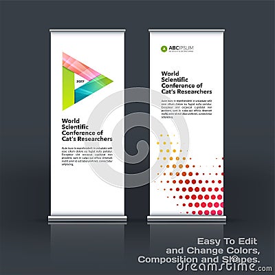 Abstract business vector set of modern roll Up Banner stand design template with colourful triangles Vector Illustration