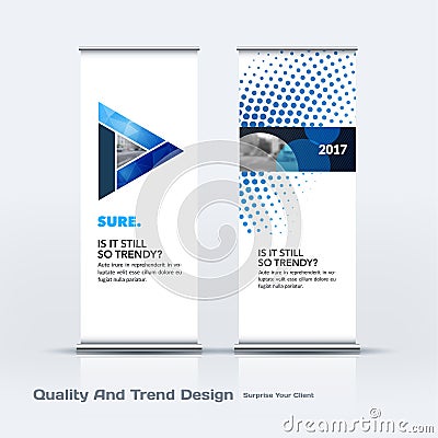 Abstract business vector set of modern roll Up Banner stand design template with colourful triangles Vector Illustration