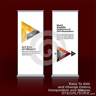 Abstract business vector set of modern roll Up Banner stand design template with colourful triangles Vector Illustration