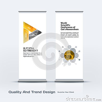 Abstract business vector set of modern roll Up Banner stand design template with colourful triangles Vector Illustration