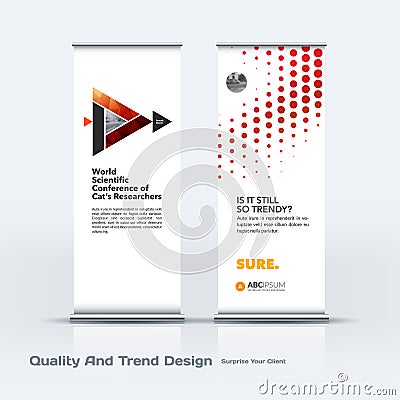 Abstract business vector set of modern roll Up Banner stand design template with colourful triangles Vector Illustration