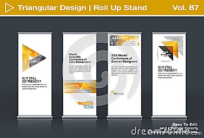 Abstract business vector set of modern roll Up Banner stand design template with colourful triangles Vector Illustration