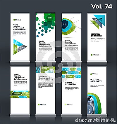 Abstract business vector set of modern roll Up Banner stand design Vector Illustration