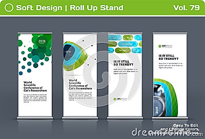 Abstract business vector set of modern roll Up Banner stand design template Vector Illustration