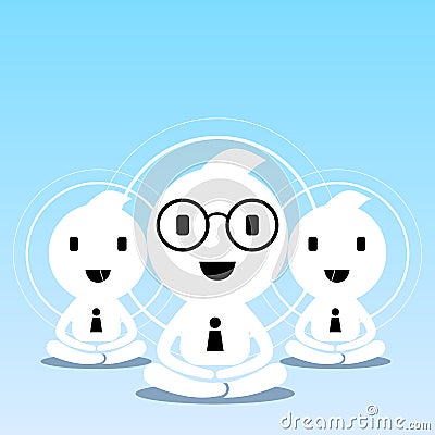 abstract businessman creative teamwork character sitting practice meditation for business success Vector Illustration