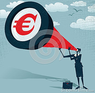 Abstract Businesswoman looks through her Telescope Vector Illustration