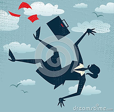 Abstract Businesswomans career is in Free fall Vector Illustration