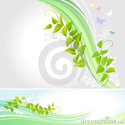 Abstract Butterflies And a Creeper - Vector Vector Illustration
