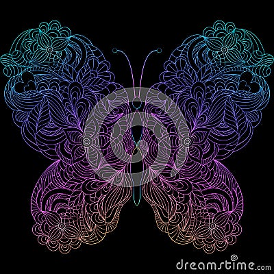 Abstract butterfly on black background Vector Illustration