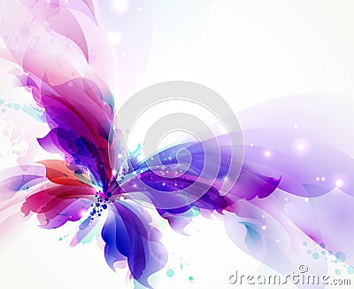 Abstract butterfly with blue, purple and cyan blots Vector Illustration