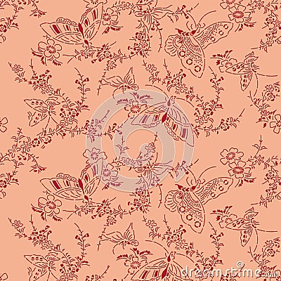 Abstract butterfly decorative seamless batik pattern Vector Illustration