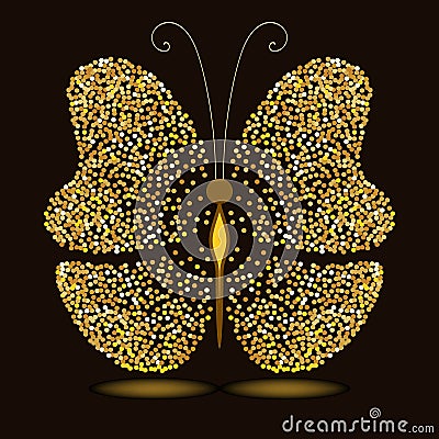 Abstract butterfly shape gold tinsel Vector Illustration