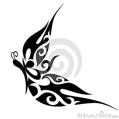 Abstract butterfly tattoo with ornamental wings Vector Illustration