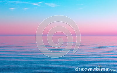 Abstract Calm Blue With Pink Seascape Background Stock Photo