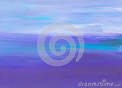 Abstract calm purple, blue and white background painting. Contemporary art. Soft brush strokes on paper Stock Photo