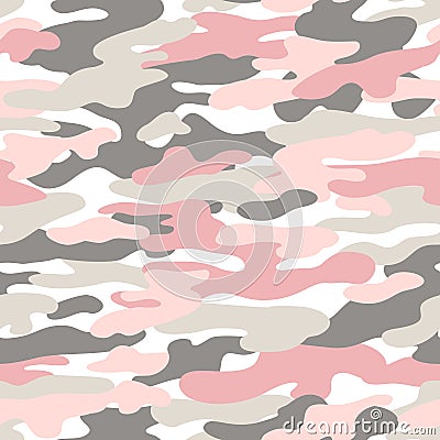 Abstract camouflage seamless pattern. Camo background, natural curved wavy shapes, forms Vector Illustration