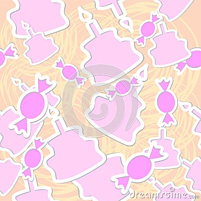 Abstract candy and cake seamless background Vector Illustration