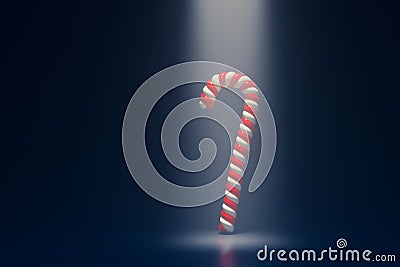 abstract candy cane on stage, floodlight illumination, 3d render Stock Photo