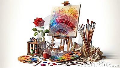 Abstract Canvas and Colorful Palette Creative Realism Stock Photo