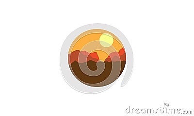 Abstract canyon with sunset logo vector icon illustration design Vector Illustration