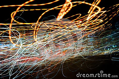 Abstract car lights at dark night background. Stock Photo