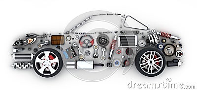 Abstract car and many vehicles parts Stock Photo