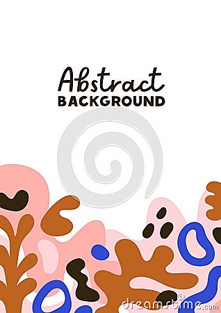 Abstract card background. Modern poster design with trendy fluid geometric shapes, random elements, organic blobs Vector Illustration