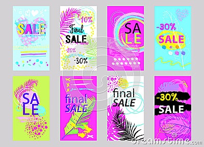 Abstract cards with the inscription sale Vector Illustration