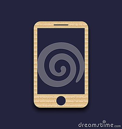 Abstract carton paper mobile phone with shadow, o Vector Illustration