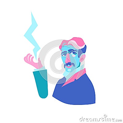 Abstract cartoon portrait of the famous scientist of the past centuries Cartoon Illustration