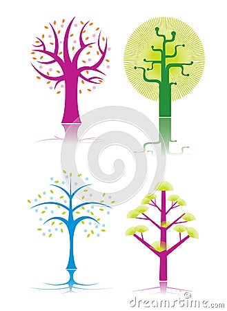 Abstract Cartoon trees Vector Illustration