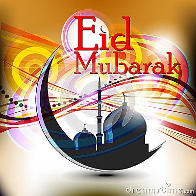 Islamic greeting card for Eid Mubarak Vector Illustration