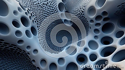 Abstract cellular structure with intricate patterns and varying hole sizes, AI Stock Photo