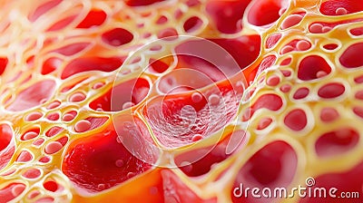 Abstract Cellular Structure Red Yellow Cells Flowing Macro View Stock Photo