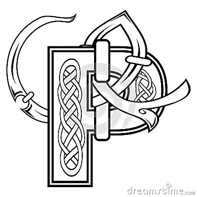 Abstract celtic letter P illustration Vector Illustration