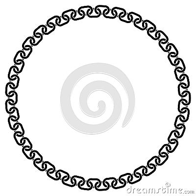 Abstract chain round frame. Black circle frames with chains patterns isolated on white background. Chainlet design element. Border Vector Illustration