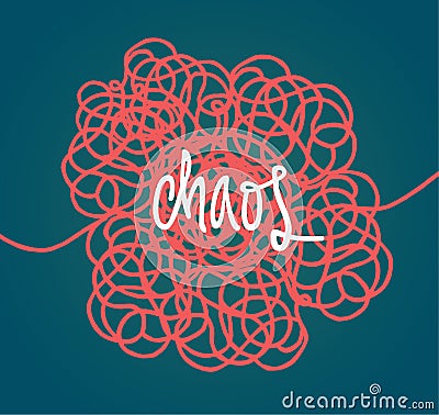 Abstract chaos word over a mess Vector Illustration