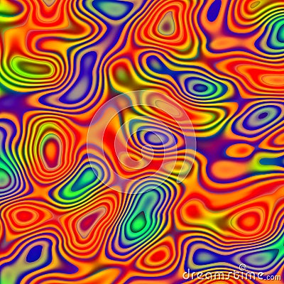 Abstract Chaotic Pattern with Colorful Irregular Shapes. Red Green Blue Background. Psychedelic Art Blobs. Digitally Generated. Stock Photo