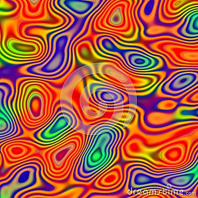 Abstract Chaotic Pattern with Colorful Irregular Shapes. Red Green Blue Background. Psychedelic Art Blobs. Digitally Generated. Stock Photo