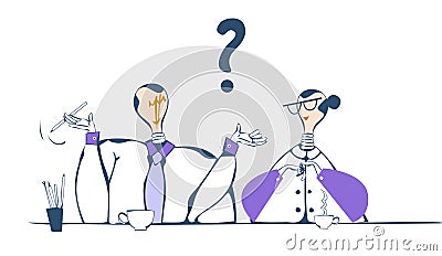 Abstract characters working in office, discussing the problems and way to sort it out. Business concept illustration Stock Photo